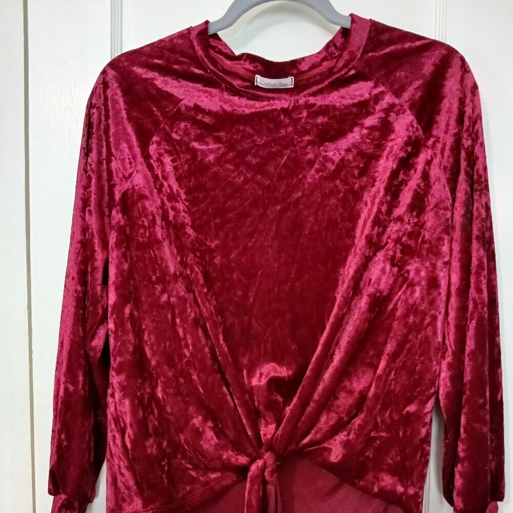 WOMENS COTTON BLEU CRIMSON TOP, VELOUR CRIMSON TOP, BOHO, CROPPED SIZE SMALL